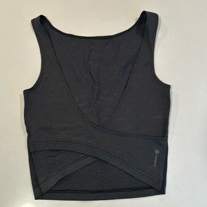 Shimmery black crisscross open back top